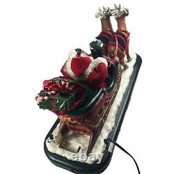 HOLIDAY CREATIONS Animated Musical Reindeer Santa On Sleigh Original Box Vintage