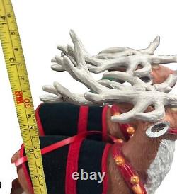 HOLIDAY CREATIONS Animated Musical Reindeer Santa On Sleigh Original Box Vintage