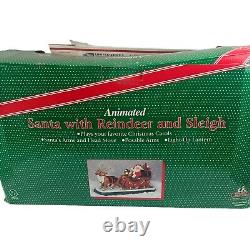 HOLIDAY CREATIONS Animated Musical Reindeer Santa On Sleigh Original Box Vintage