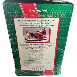HOLIDAY CREATIONS Animated Musical Reindeer Santa On Sleigh Original Box Vintage