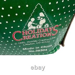 HOLIDAY CREATIONS Animated Musical Reindeer Santa On Sleigh Original Box Vintage