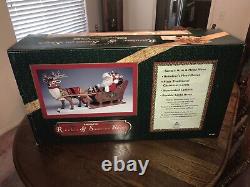 HOLIDAY CREATIONS Animated Musical Reindeer Santa Sleigh Original Box TESTED