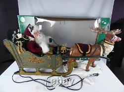 HOLIDAY CREATIONS Animated Musical Reindeer and Santa On Sleigh Original Box