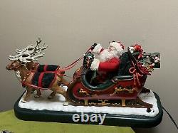 HOLIDAY CREATIONS Animated Musical Reindeer and Santa On Sleigh Original Box