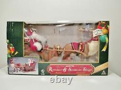 HOLIDAY CREATIONS Animated Musical Reindeer and Santa On Sleigh Original Box