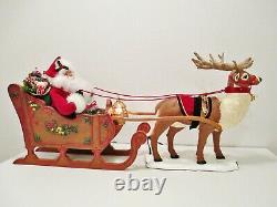 HOLIDAY CREATIONS Animated Musical Reindeer and Santa On Sleigh Original Box