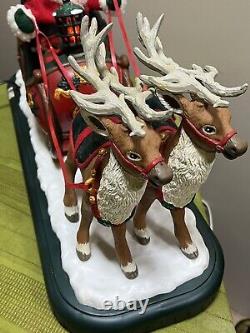 HOLIDAY CREATIONS Animated Musical Reindeer and Santa On Sleigh Original Box