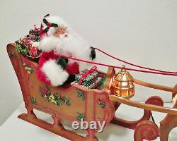 HOLIDAY CREATIONS Animated Musical Reindeer and Santa On Sleigh Original Box