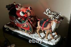 HOLIDAY CREATIONS Animated Musical Reindeer and Santa On Sleigh Original Box