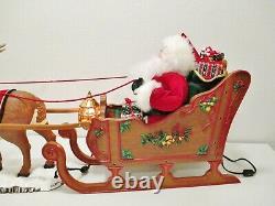 HOLIDAY CREATIONS Animated Musical Reindeer and Santa On Sleigh Original Box