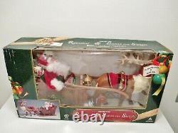 HOLIDAY CREATIONS Animated Musical Reindeer and Santa On Sleigh Original Box