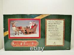 HOLIDAY CREATIONS Animated Musical Reindeer and Santa On Sleigh Original Box