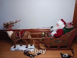 HOLIDAY CREATIONS Animated Musical Reindeer and Santa On Sleigh Original Box