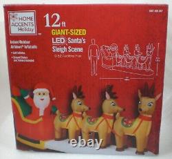 HOME ACCENTS SANTA SLEIGH REINDEER 12'x 5.5' INFLATABLE AIRBLOWN LED LIGHTS