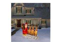 HOME ACCENTS SANTA SLEIGH REINDEER 12'x 5.5' INFLATABLE AIRBLOWN LED LIGHTS