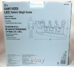 HOME ACCENTS SANTA SLEIGH REINDEER 12'x 5.5' INFLATABLE AIRBLOWN LED LIGHTS