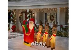 HOME ACCENTS SANTA SLEIGH REINDEER 12'x 5.5' INFLATABLE AIRBLOWN LED LIGHTS