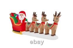 HOME ACCENTS SANTA SLEIGH REINDEER 12'x 5.5' INFLATABLE AIRBLOWN LED LIGHTS