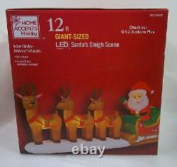 HOME ACCENTS SANTA SLEIGH REINDEER 12'x 5.5' INFLATABLE AIRBLOWN LED LIGHTS