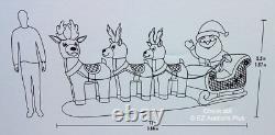 HOME ACCENTS SANTA SLEIGH REINDEER 12'x 5.5' INFLATABLE AIRBLOWN LED LIGHTS