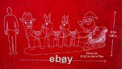 HOME ACCENTS SANTA SLEIGH REINDEER 12'x 5.5' INFLATABLE AIRBLOWN LED LIGHTS