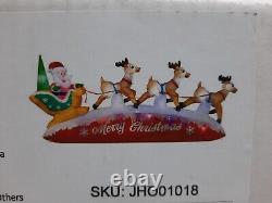 HOOJO Christmas Inflatables Santa Claus on Sleigh 3 Reindeers Inflatable 10FT