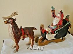 HOUSE OF HATTEN Sleigh and Deer Reindeer DENISE CALLA Rare 1989 Santa Elf