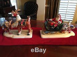 HOUSE of HATTEN Rare -Santa with Sleigh and Elf with Reindeer DENISE CALLA