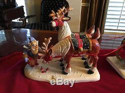 HOUSE of HATTEN Rare -Santa with Sleigh and Elf with Reindeer DENISE CALLA