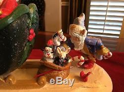 HOUSE of HATTEN Rare -Santa with Sleigh and Elf with Reindeer DENISE CALLA
