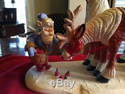 HOUSE of HATTEN Rare -Santa with Sleigh and Elf with Reindeer DENISE CALLA