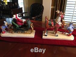 HOUSE of HATTEN Rare -Santa with Sleigh and Elf with Reindeer DENISE CALLA