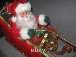 HTF 41 Holiday Living Animated Reindeer & Santa On Sleigh Lamp Music Christmas