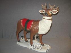 HTF 41 Holiday Living Animated Reindeer & Santa On Sleigh Lamp Music Christmas