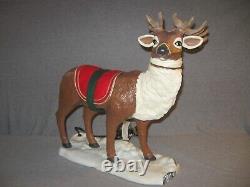 HTF 41 Holiday Living Animated Reindeer & Santa On Sleigh Lamp Music Christmas