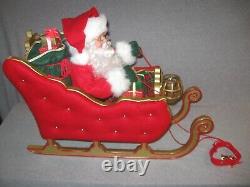 HTF 41 Holiday Living Animated Reindeer & Santa On Sleigh Lamp Music Christmas