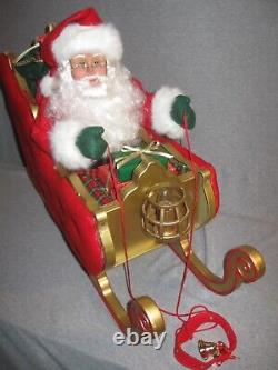 HTF 41 Holiday Living Animated Reindeer & Santa On Sleigh Lamp Music Christmas