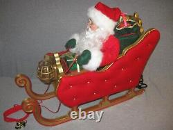 HTF 41 Holiday Living Animated Reindeer & Santa On Sleigh Lamp Music Christmas