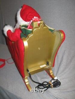 HTF 41 Holiday Living Animated Reindeer & Santa On Sleigh Lamp Music Christmas