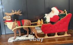 HTF 41 Holiday Living Animated Reindeer & VTG Santa On Sleigh Lamp Christmas