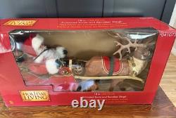 HTF 41 Holiday Living Animated Reindeer & VTG Santa On Sleigh Lamp Christmas