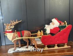 HTF 41 Holiday Living Animated Reindeer & VTG Santa On Sleigh Lamp Christmas