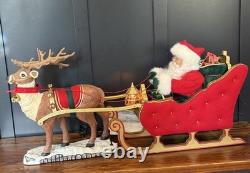 HTF 41 Holiday Living Animated Reindeer & VTG Santa On Sleigh Lamp Christmas
