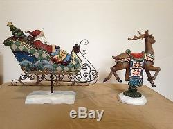 HTF! Exquisite LARGE Detailed Santa Sleigh & 3 Reindeer Set Ex. Cond! (#IB-14)