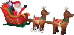 HUGE 12.5 FT CHRISTMAS SANTA REINDEER SLED SLEIGH Airblown Inflatable GEMMY