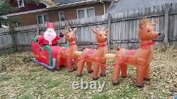 HUGE! 16 FOOT Santa Claus Sleigh Reindeer Airblown Inflatable Christmas Light Up