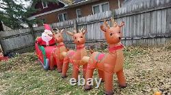 HUGE! 16 FOOT Santa Claus Sleigh Reindeer Airblown Inflatable Christmas Light Up