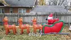 HUGE! 16 FOOT Santa Claus Sleigh Reindeer Airblown Inflatable Christmas Light Up