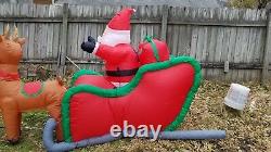 HUGE! 16 FOOT Santa Claus Sleigh Reindeer Airblown Inflatable Christmas Light Up