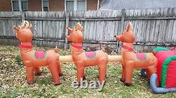 HUGE! 16 FOOT Santa Claus Sleigh Reindeer Airblown Inflatable Christmas Light Up